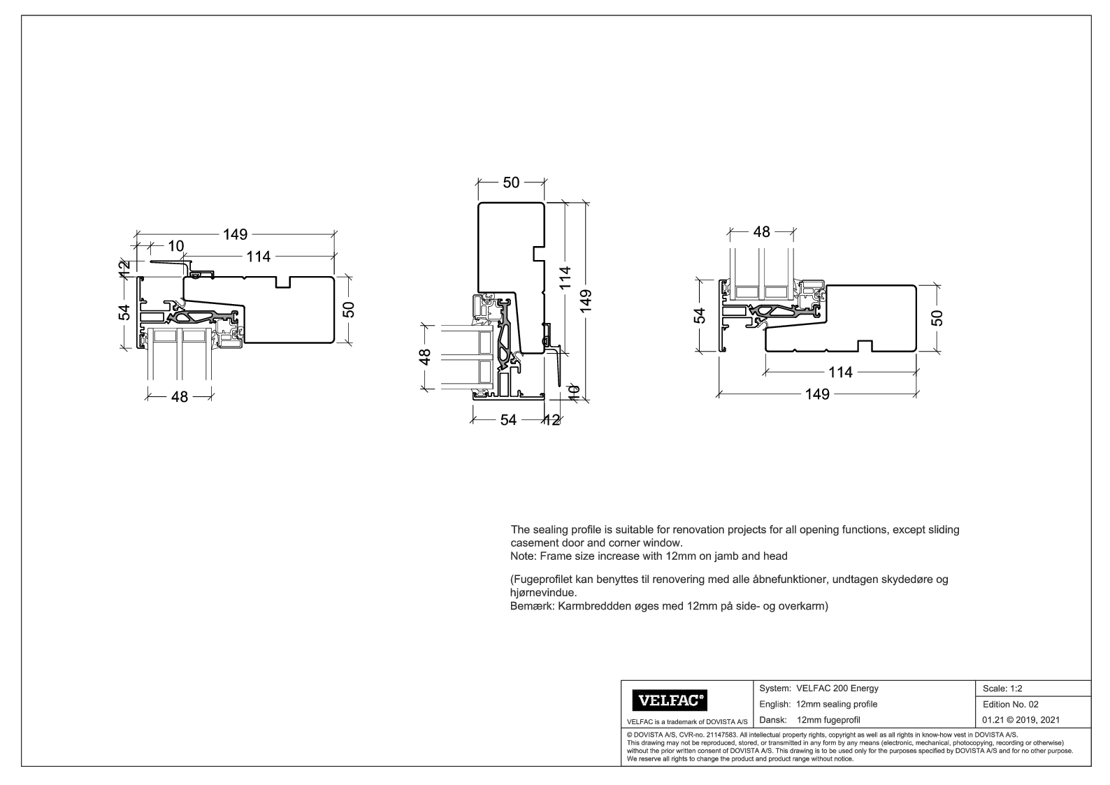 Indbygning af VELFAC 200 ENERGY med fugeprofil